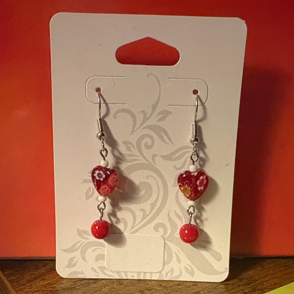 Elegant Red Heart Earrings